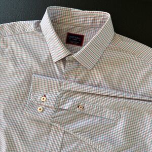 UNTUCKit Russell Shirt Mens Large Regular Fit Blue Red Check Performance Stretch